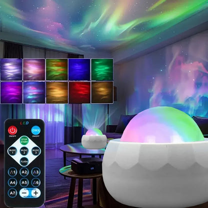 LED Aurora Galaxy Projector - RGB 7 Mode 360° Rotating Night Sky Light With Remote for Home Theater Room Decor