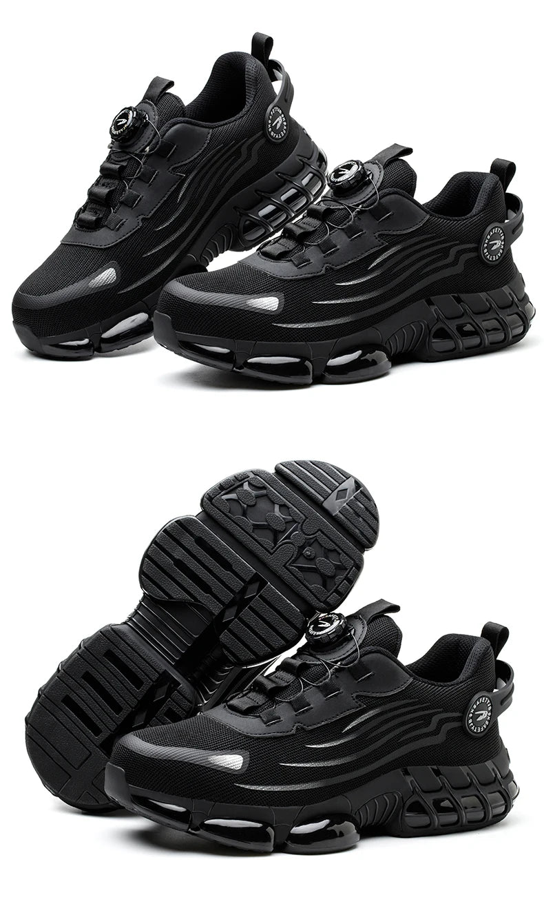 Rotating Button Men’s Safety Shoes – Anti-Smash & Anti-Puncture Work Boots, Fashion Sport Protective Footwear
