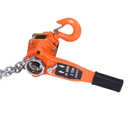 Orange 3T/3000kg Chain Block Hoist – Ratchet Lever Pulley Lifting System, 3m Length