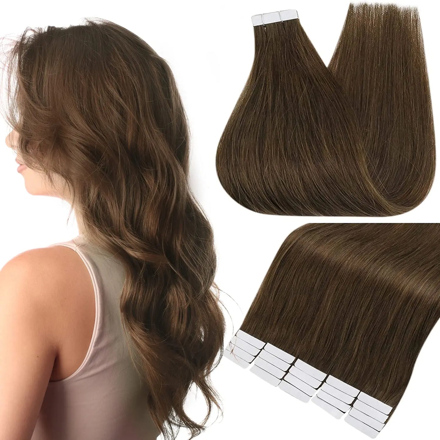 Full Shine Blonde Tape-In Hair Extensions – 100% Remy Human Hair, Double-Sided, Straight, Silky & Comfortable for Women