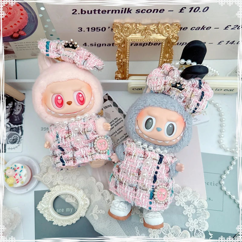 17cm Labubu Doll Accessories - Luxury Sweet Woolen Suit, Crossbody Bag & Princess Shoes Set