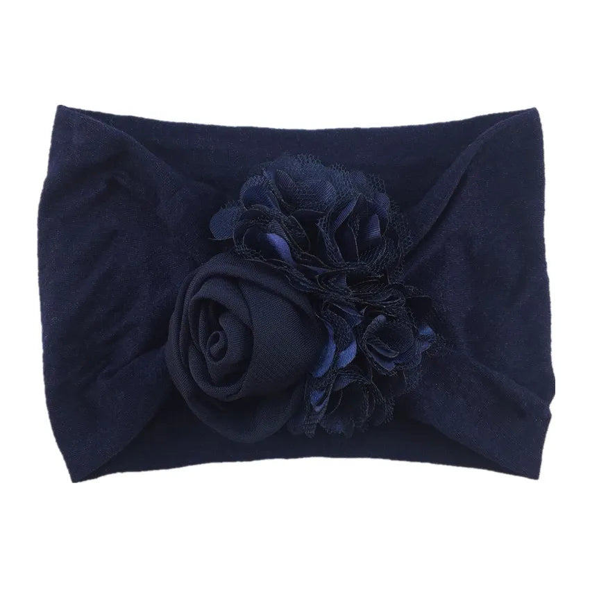 Baby Girls Soft Stretch Flower Headband Wide Nylon Knot Headwrap Kids Hair Band Newborn Photo Prop Accessories