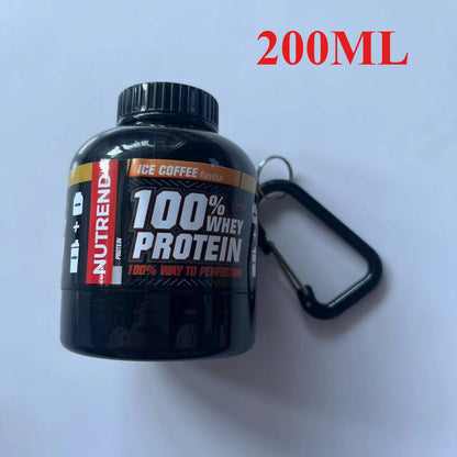 100/200ML Portable Mini Protein Powder Bottle — Keychain Health Container with Funnel for Sports & Outdoors