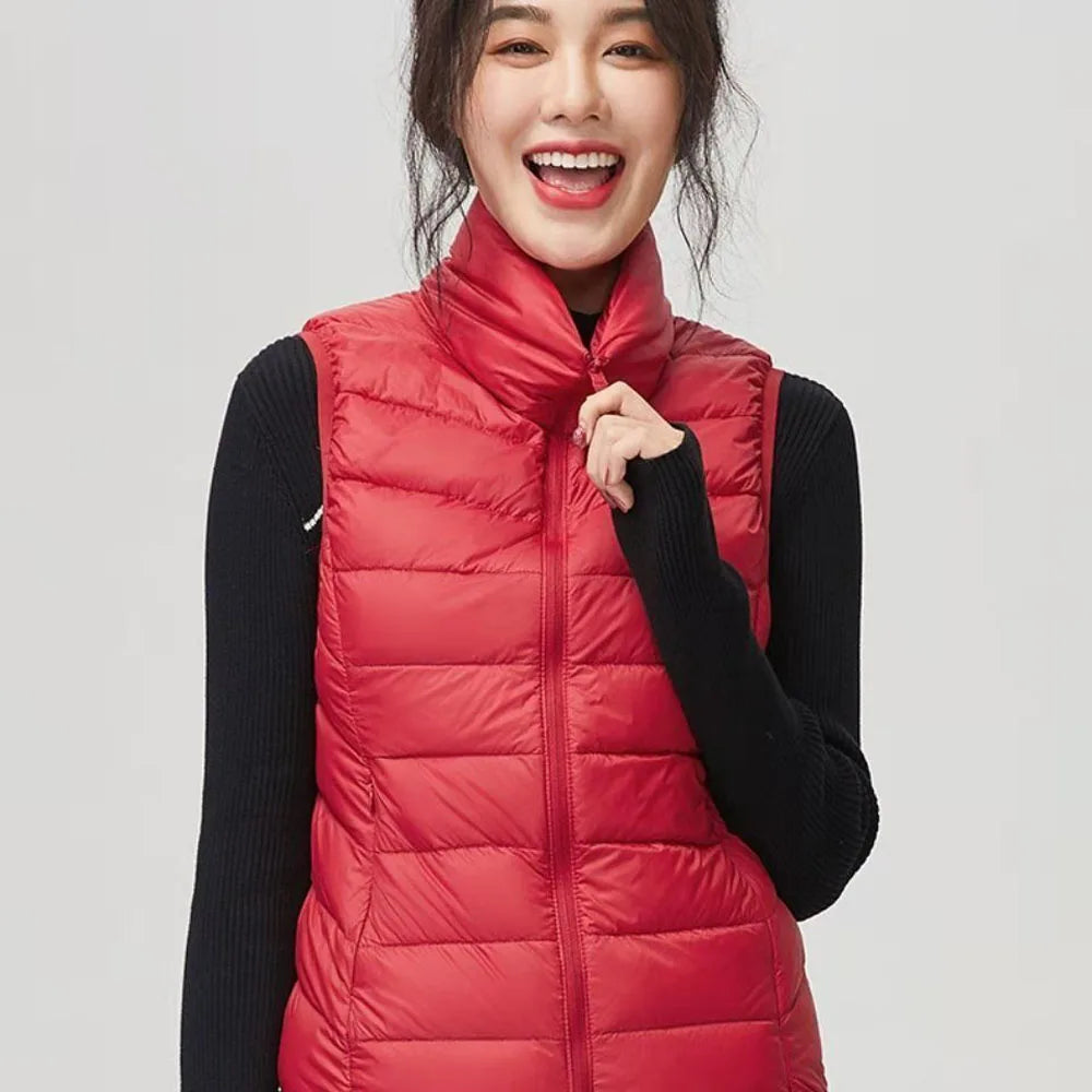 2024 Women's Ultra-Light Down Vest – Slim Sleeveless, Portable & Windproof Lightweight Waistcoat for Girls