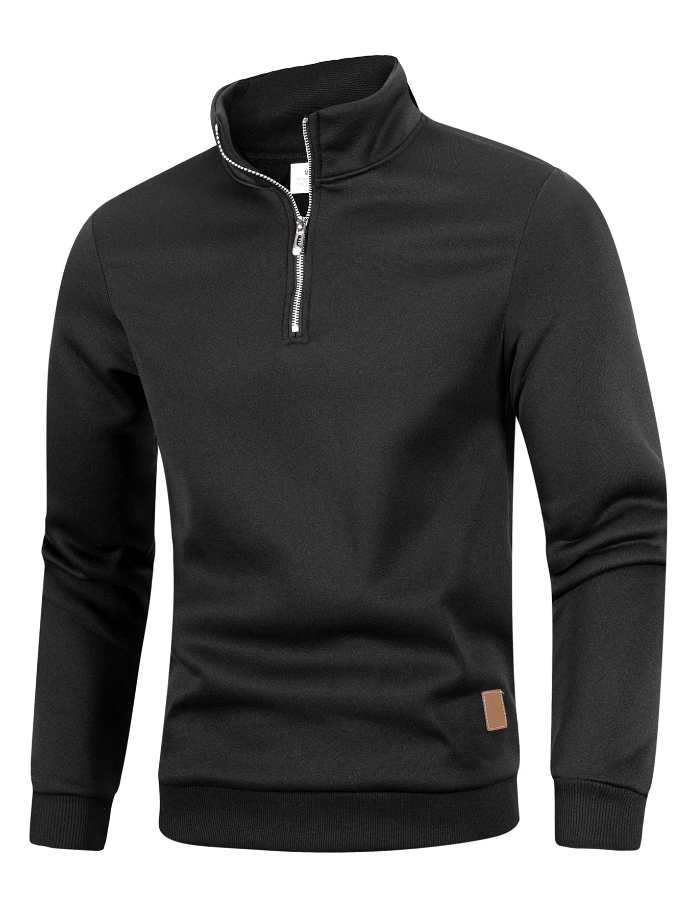 Men's Autumn Zipper Turtleneck Sweater - Solid Color Long Sleeve Warm Casual Pullover Sweatshirt Top