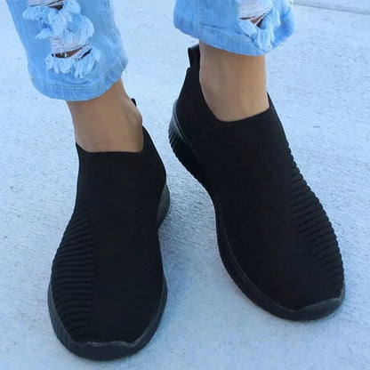 Women’s Fashion Sneakers — Casual Walking Flat Platform Sock-Style Chunky Slip-On Shoes