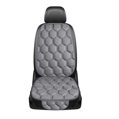 Winter Plush Car Seat Cushion Set - Warm Anti-Slip Grid Seat and Backrest Covers, 3-Piece Set for Cold Weather Comfort