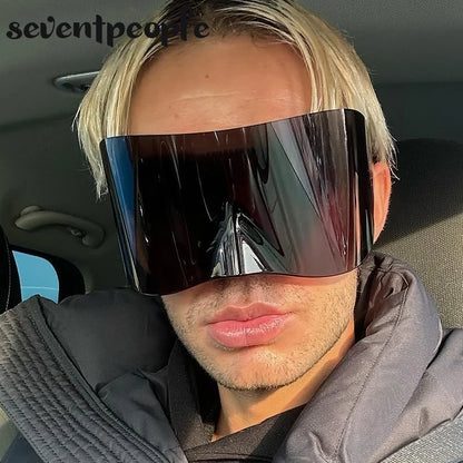 2024 Luxury Brand Mask Rectangle Sunglasses - Oversized Punk Steampunk Y2K Designer Shield Goggles for Women & Men