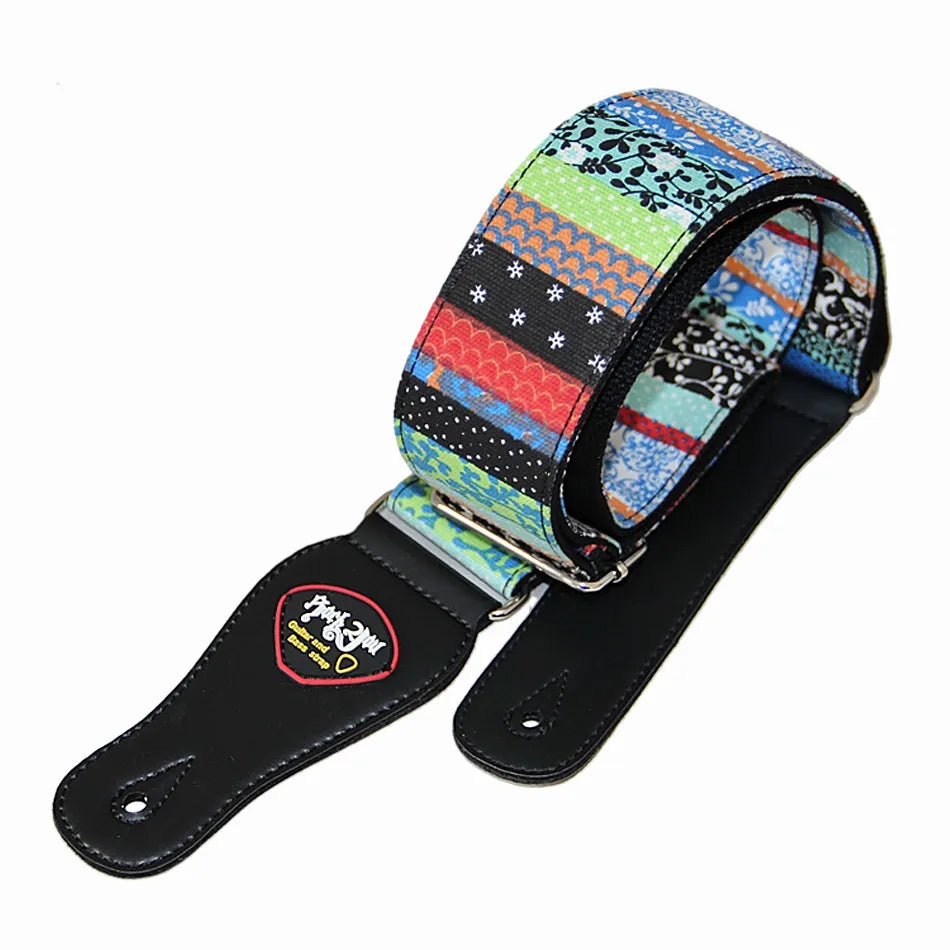 New High-Quality Cotton Guitar Strap – Adjustable Length, 6.2cm Wide for Acoustic & Electric Bass Guitars