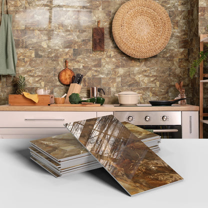 16PCS Marble Pattern Wall Stickers - Waterproof Oil-Proof PET Foam Kitchen Backsplash & Decorative Wallpaper Panels