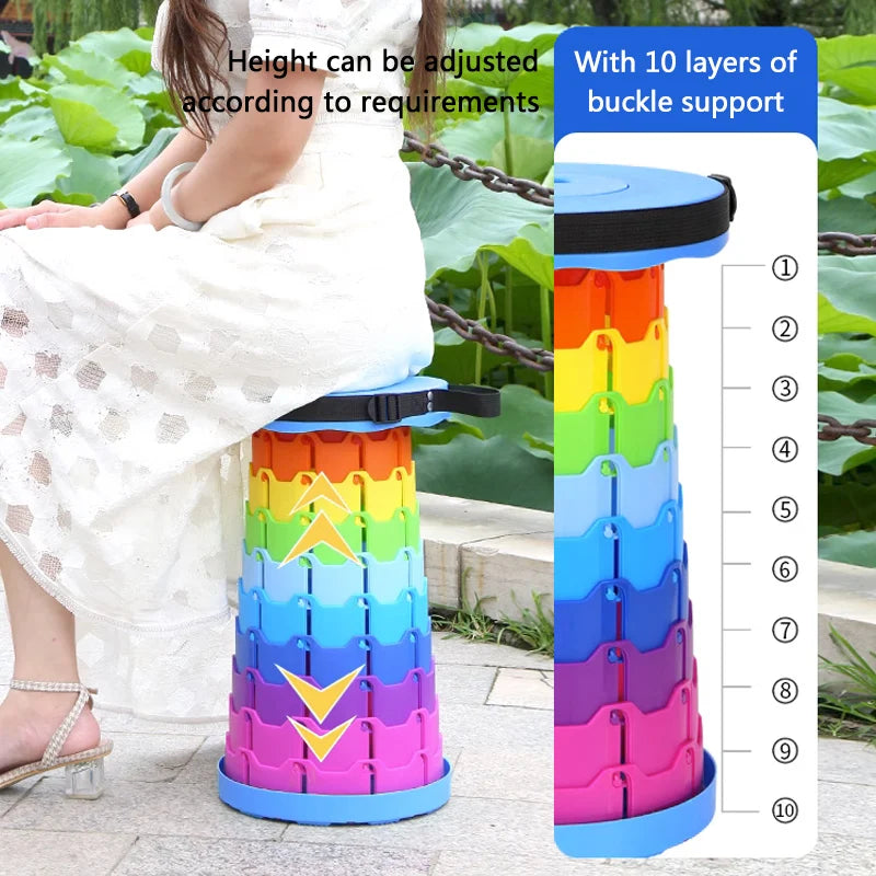 Portable Round Folding Chair: Accordion Style with Height Adjustment - Simple Tool for Playground, Elephant Swing, Queue Chair