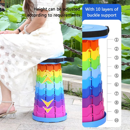 Portable Round Folding Chair: Accordion Style with Height Adjustment - Simple Tool for Playground, Elephant Swing, Queue Chair