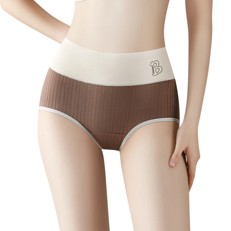 Women's Cotton Briefs - High-Waisted Belly Control Sports Panties Set for Women