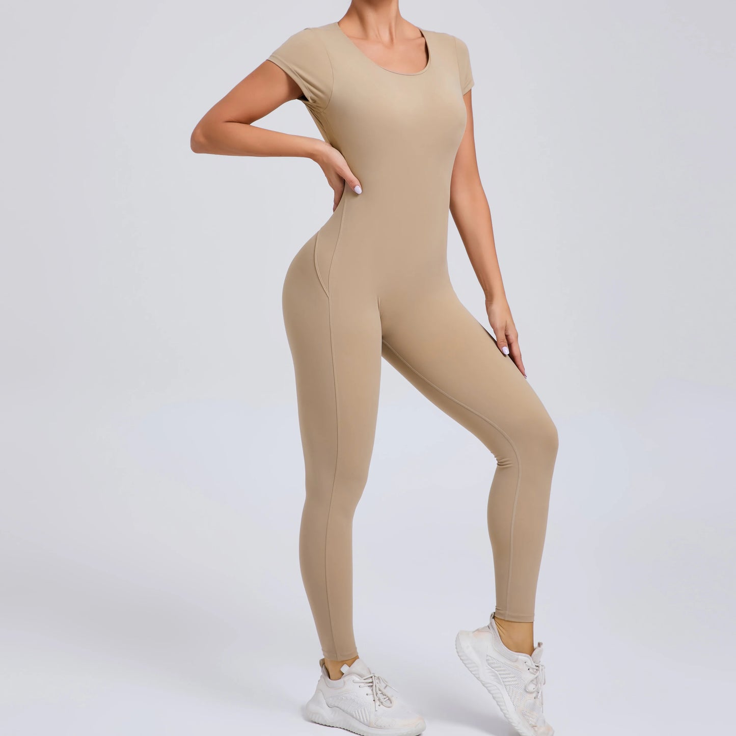 Women’s One-Piece Padded Backless Yoga Romper – Quick-Dry Workout Bodysuit & Sports Jumpsuit