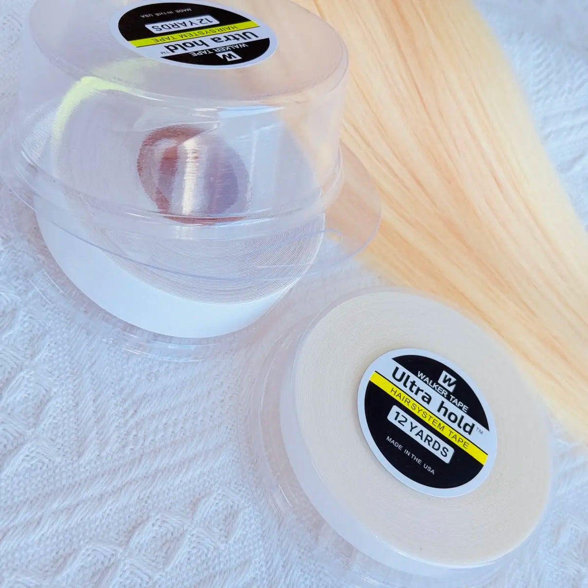 Blue Double-Sided Wig Tape - Strong Adhesive Roll for Lace Wigs and Hair Extensions, 3/12/36 Yards