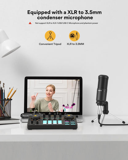 Maono AM200-S1 Microphone & Sound Card Set – MaonoCaster Audio Interface with Condenser Mic for Live Streaming, Recording on PC & Phone