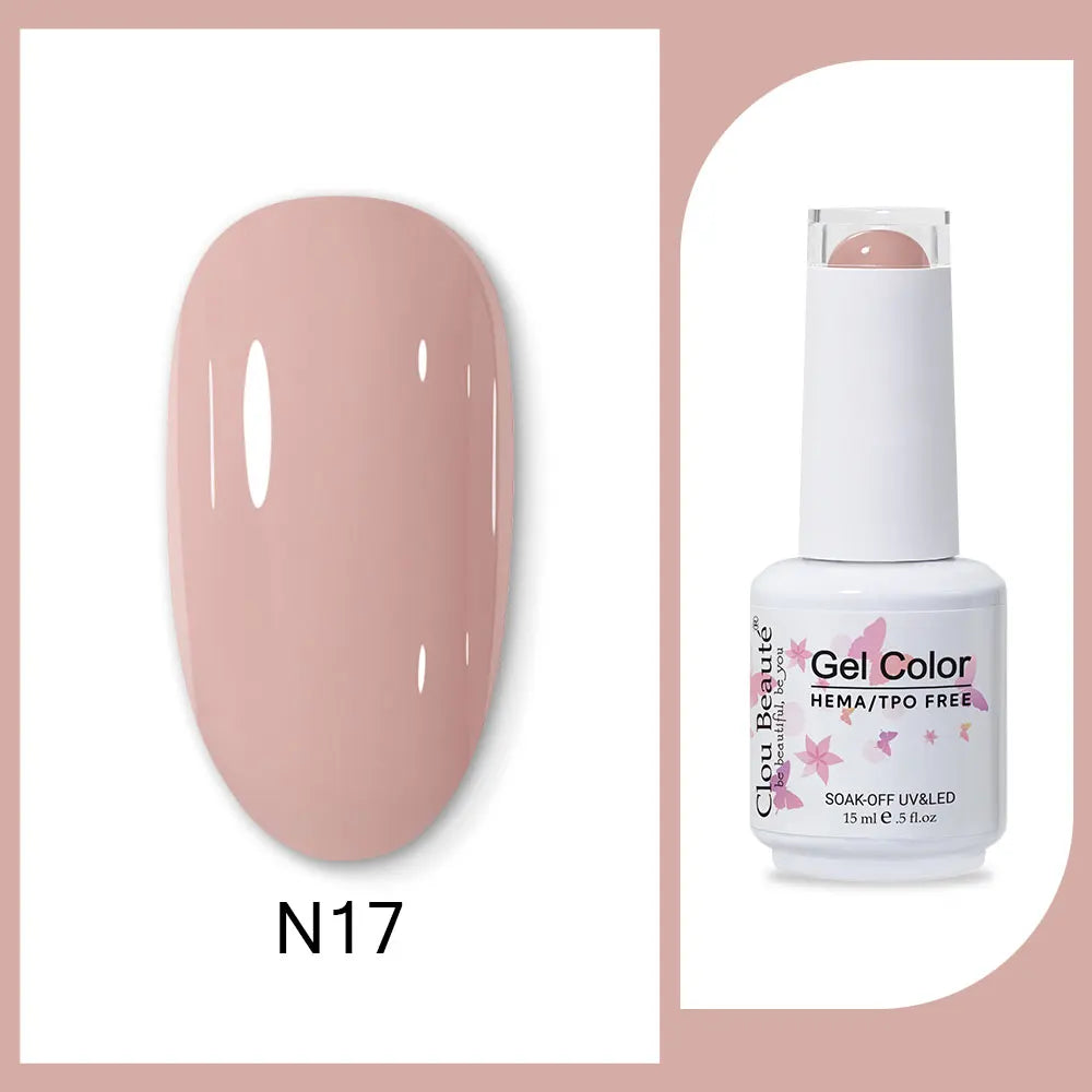 Clou Beaute 15ml Gel Nail Polish Set – Red Black White Green Neon UV Soak-Off Semi-Permanent Nail Varnish Base & Velvet Top Coat