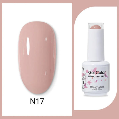 Clou Beaute 15ml Gel Nail Polish Set – Red Black White Green Neon UV Soak-Off Semi-Permanent Nail Varnish Base & Velvet Top Coat