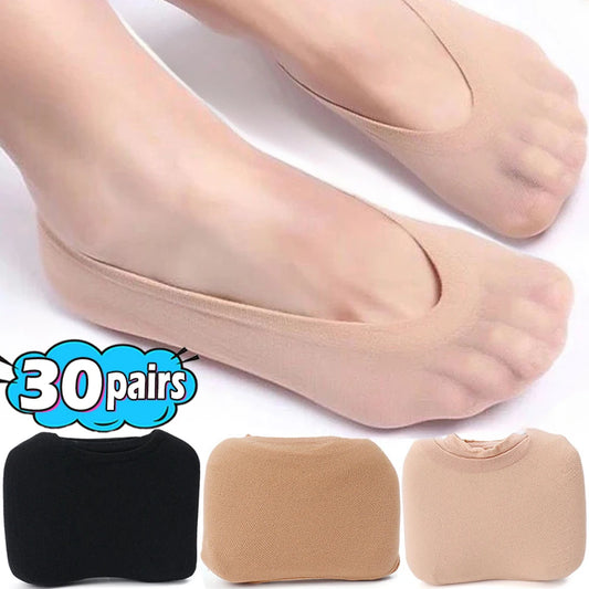 20/60 Pairs Non-Slip Invisible Boat Socks – Seamless Ice Silk, Thin & Breathable No-Show Ankle Socks for Summer