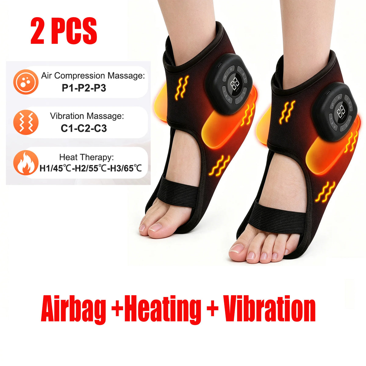 Wireless Air Compression Ankle Massager - Electric Heating, Vibration & Airbag Foot Massage for Muscle Relaxation