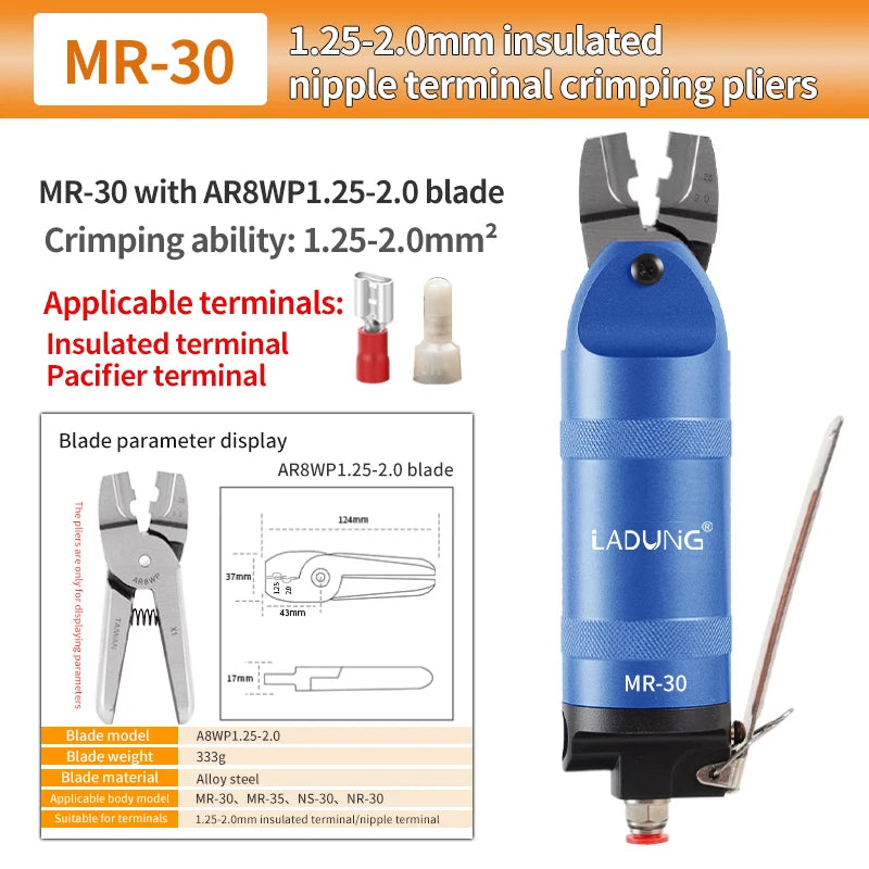MR-30 Pneumatic Crimping Pliers Cutter Head - Air Shears Tool Part for AR8WP, A8WP3 & A8WP Terminals