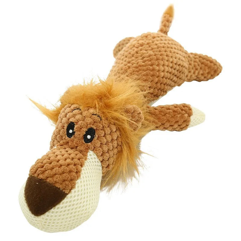 Plush Dog Chew Toy - Bite-Resistant Squeaky Teeth Cleaning Toy for Small Dogs