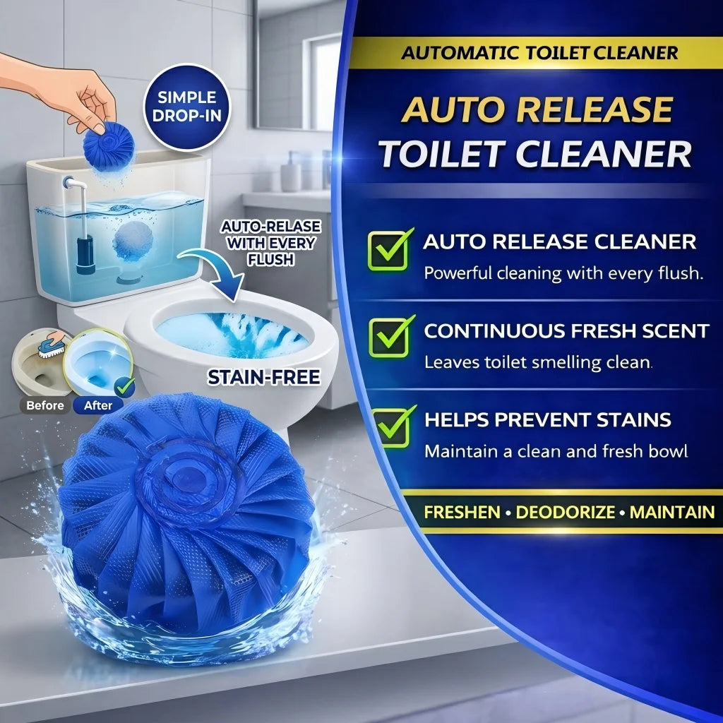 Automatic Toilet Bowl Cleaner Tablets - Long-Lasting Blue Bubble Deodorizer for Tank Freshness and Stain Removal