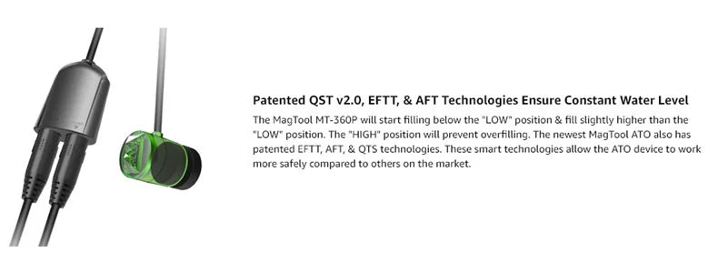 MagTool ATO-360P Smart Aquarium Water Refill Pump – Automatic Top Off (ATO) System for Fish Tanks with Filter Accessory