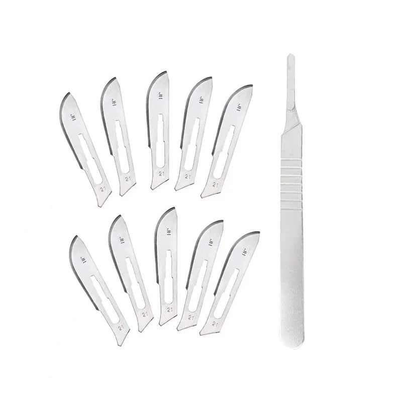 Carbon Steel Surgical Scalpel Set – Blades & Handle for DIY Cutting, PCB Repair, and Animal Surgery
