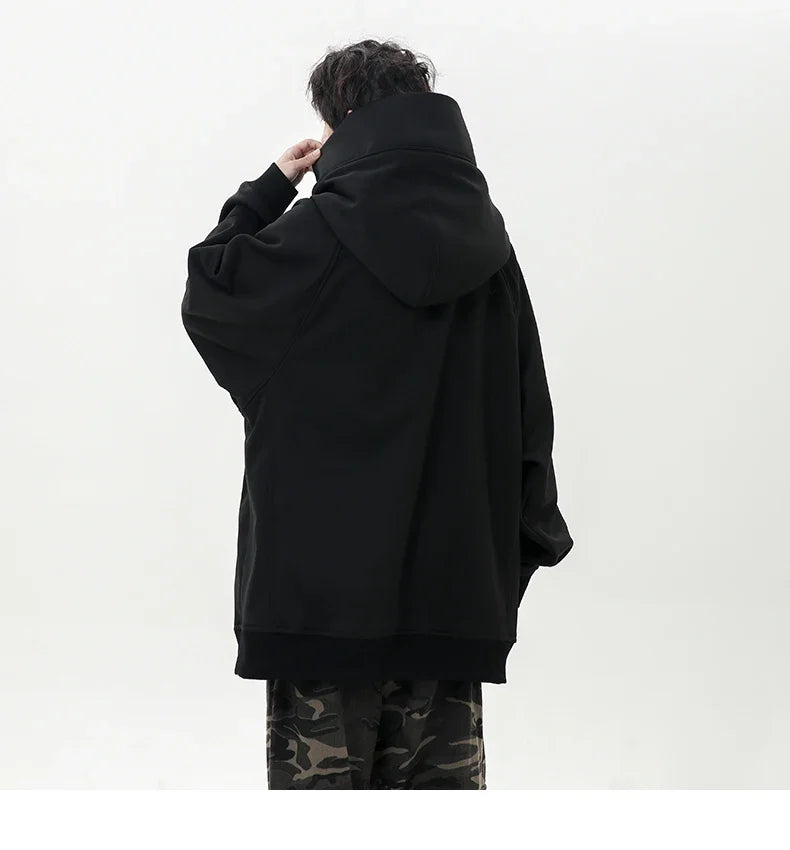 Autumn High Neck Sweatshirt for Men – Pile Collar Hoodie, Harajuku Ninja Style, Casual Sports Loose Fit Top