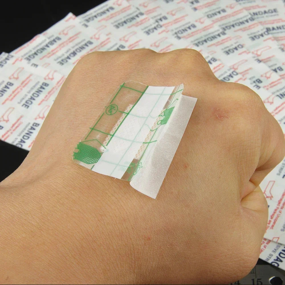 50PCS Transparent PU Waterproof Bandages – Adhesive Wound Plasters for First Aid, Outdoor and Home Use, 38x38mm / 72x19mm