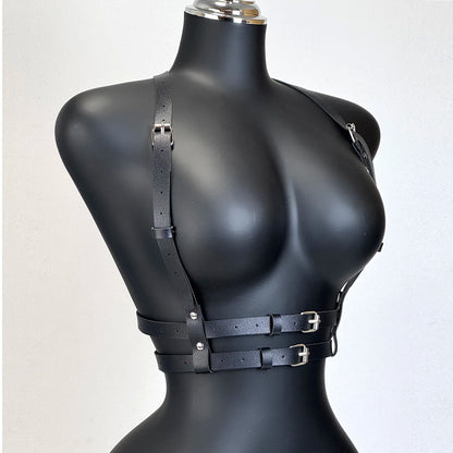 Women's PU Leather Waist Belt - Punk Gothic Chest Harness Harajuku Suspenders