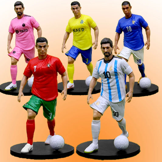 Football Star Action Figures – C. Ronaldo, Messi, Mbappe Cartoon Model Dolls Car Accessories Gifts (1-5pcs)
