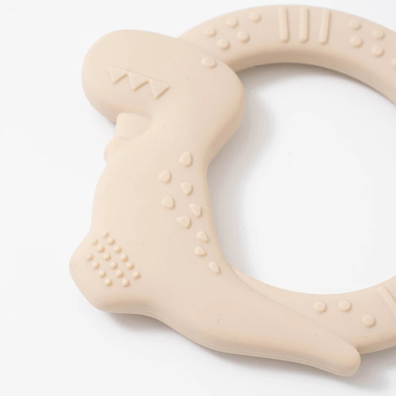 BPA Free Silicone Dinosaur Teether - Baby Molar Stick Chew Toy for Toddlers Infant Teething Relief