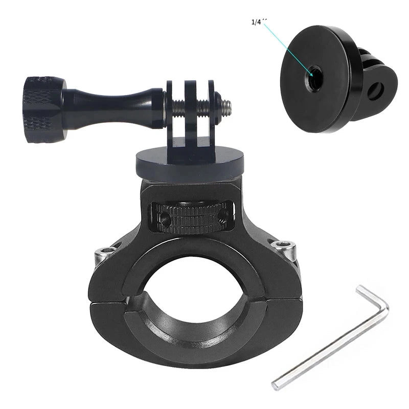 Aluminum Alloy Bike & Motorcycle Handlebar Mount – Action Camera Holder for GoPro 13/12/11/10/9/8, Insta360, DJI Osmo & SJCAM