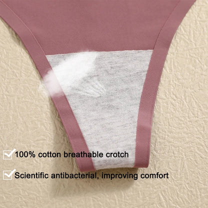 3PCS Sexy G-String Underwear Set – Breathable Seamless Low Waist T-Back Bikini Panties for Women, S-XL Sizes