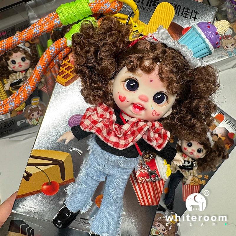 Mini Labbu Pocket Doll – Jointed Blythe-Style Boy & Girl Doll for Girls, Rainbow Ball Mobile Phone Decoration