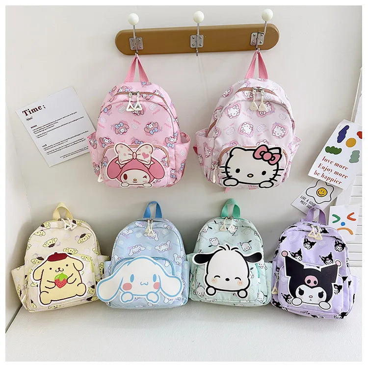 Anime Cartoon Kuromi, Melody & Cinnamoroll Backpack – Kawaii Canvas Schoolbag for Boys & Girls, Hello Kitty Fashion Kids Backpack