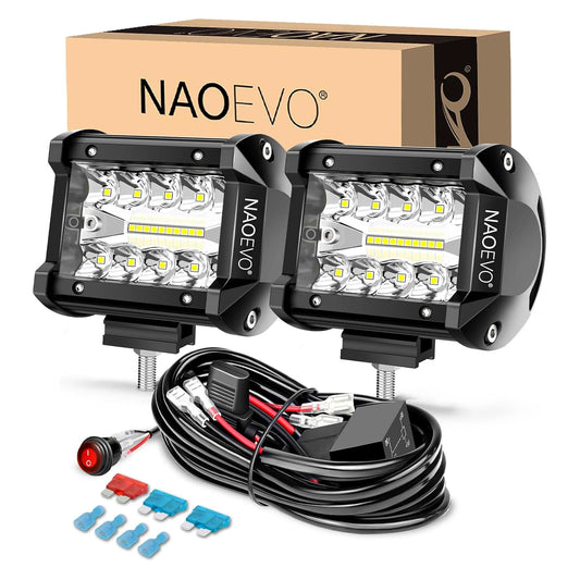 NAOEVO 4 Inch LED Pod Lights – Spot Flood Combo Fog Driving Lights for Off-Road 4x4 Truck, Boat, ATV, UTV & Jeep Work Lighting Accessories