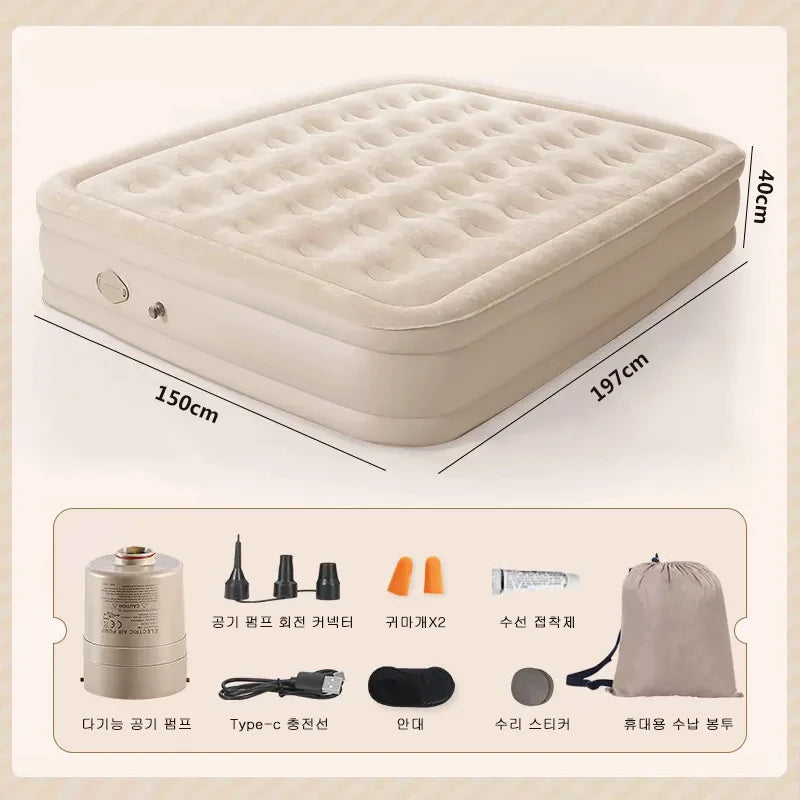 Outdoor Inflatable Air Mattress – Thickened Nap Bed & Air Cushion for Single or Double Use, Home & Travel
