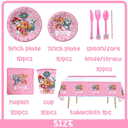 PAW Patrol Skye Pink Birthday Party Decorations Set – Foil Balloon Backdrop, Disposable Tableware & Baby Shower Supplies for Girls Kids Gifts