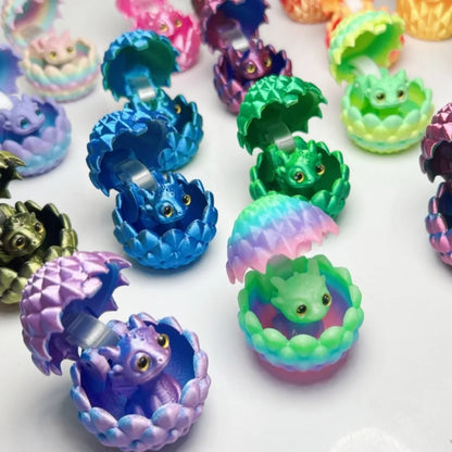 3D Printed Dragon Egg Figures – Mini Dragon Fidget Toy with Simulation Eyes, Desktop Decor & Kids Gift