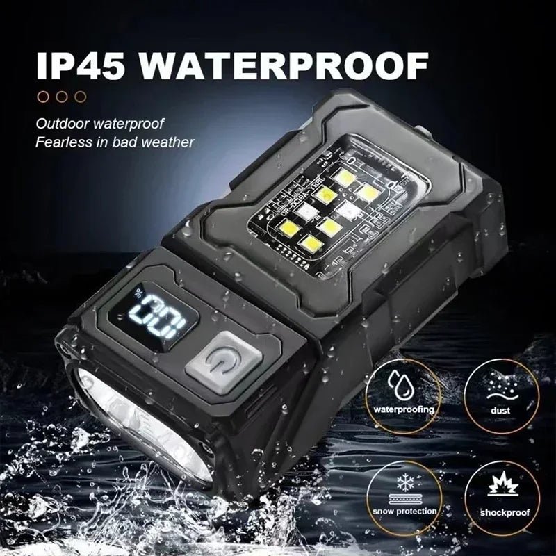 2/1pcs Portable Mini USB Rechargeable Flashlight — Super Bright LED Tail Magnet Torch with COB Emergency Light for Camping & Hiking