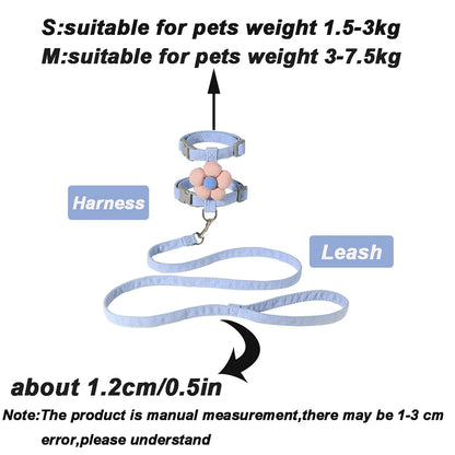 Adjustable Cat & Small Dog Harness with Leash – Breathable Pet Walking Strap Set