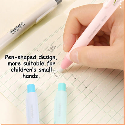 Retractable Pencil Eraser — Rubber Eraser for Writing Correction, School & Office Supplies