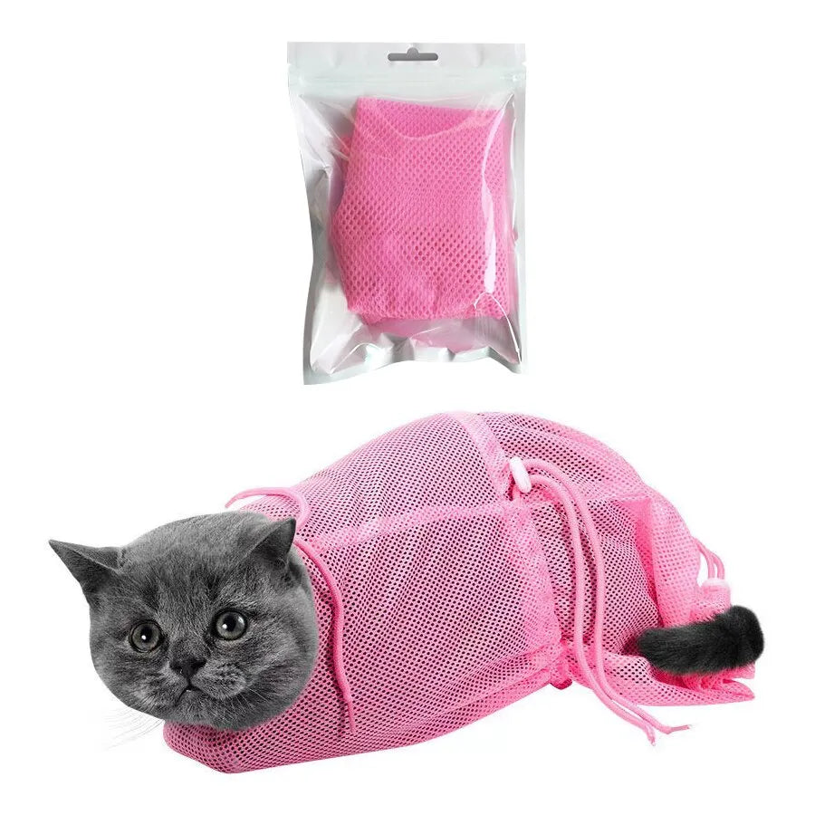 Adjustable Cat Grooming Bag: Breathable Mesh Shower Bag for Multi-functional Cat Restraint - Anti-Bite & Anti-Scratch