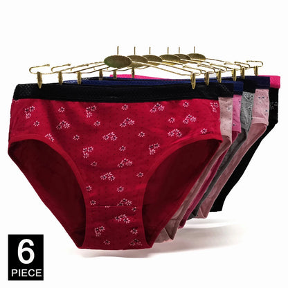 Women’s Cotton Briefs Set - Sexy Print Mid-Rise Plus Size Panties 2XL-4XL Soft Breathable Underwear 6Pcs