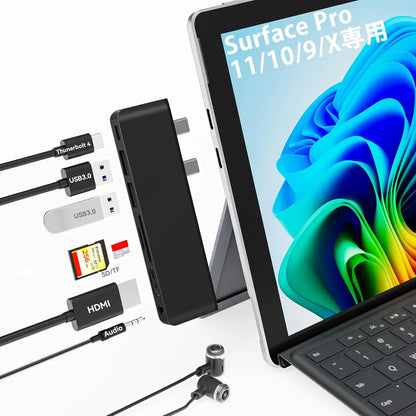 7-in-1 USB-C Docking Station for Microsoft Surface Pro - 4K HDMI, 100W Charging, USB Ports and TF/SD Card Reader for Pro 9, 10, 11 & X