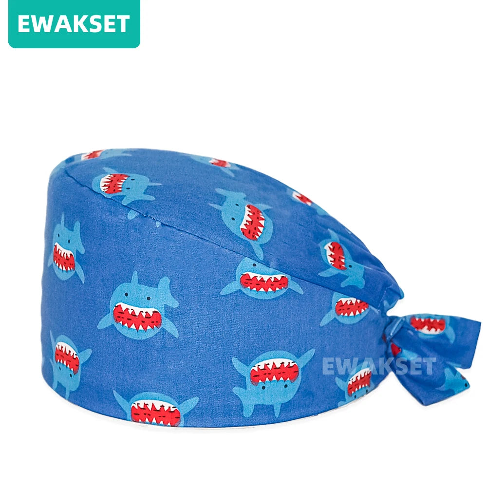 Unisex Soft Scrub Cap – Cartoon Print Surgical Hat for Men and Women, Operating Room Nursing Accessories