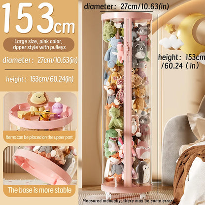 Transparent Doll & Plush Toy Storage Box — DIY Zipper Organizer Tube for Kids’ Toys, Christmas Gift, and Home Use